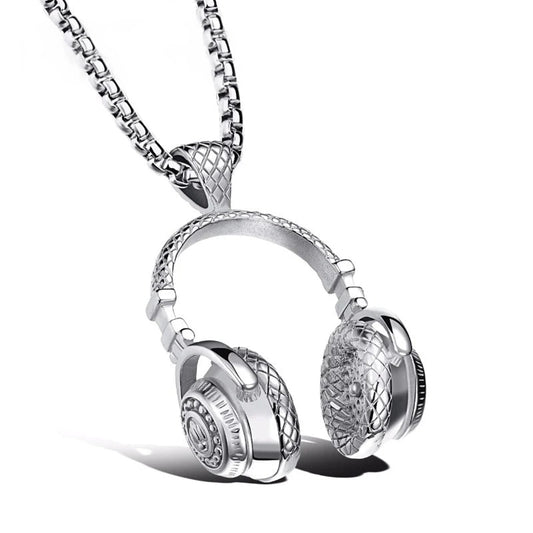 Headphones Stainless Steel Necklace