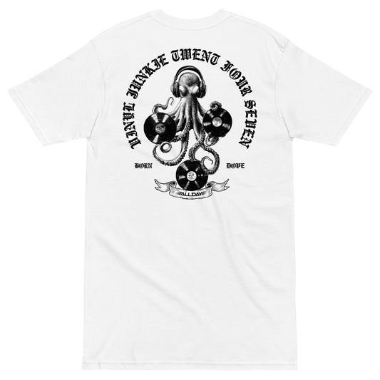 Vinyl Junkie Octopus Tee White