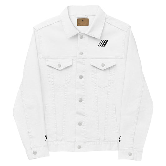 All Day Denim Jacket White With Black Embroidery