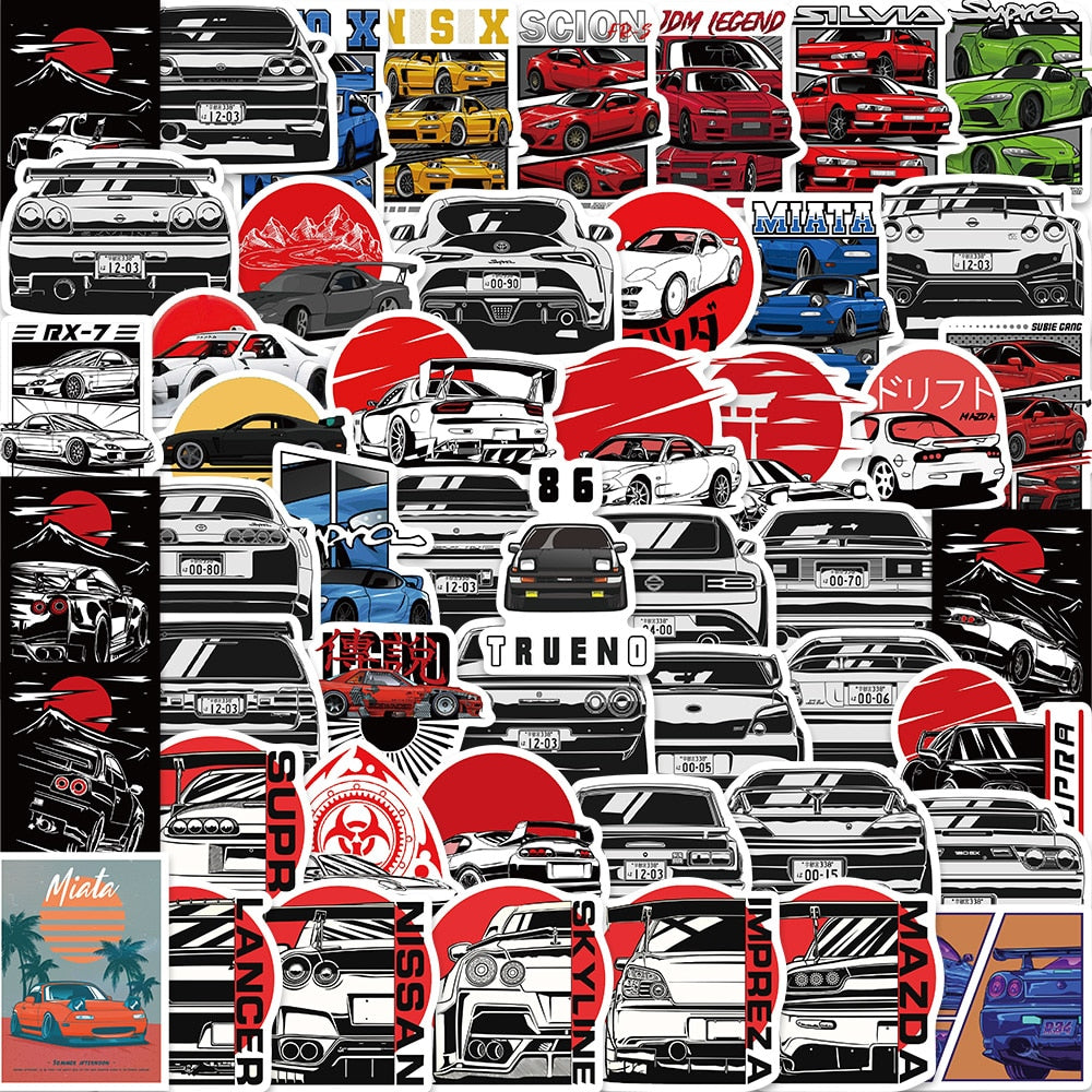 10/25/50PCS Japan JDM Racing Car Anime Graffiti Sticker Laptop Motorcycle Car Skateboard Waterproof Decal Kids Toy Gift Sticker